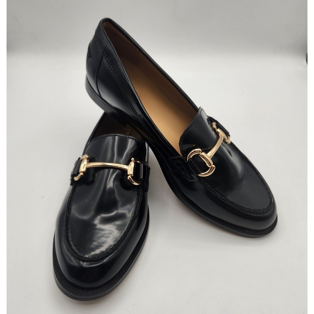 J.Crew Horsebit Loafers Slip On Shoes Womens Size 5.5 Black Gold BT271
